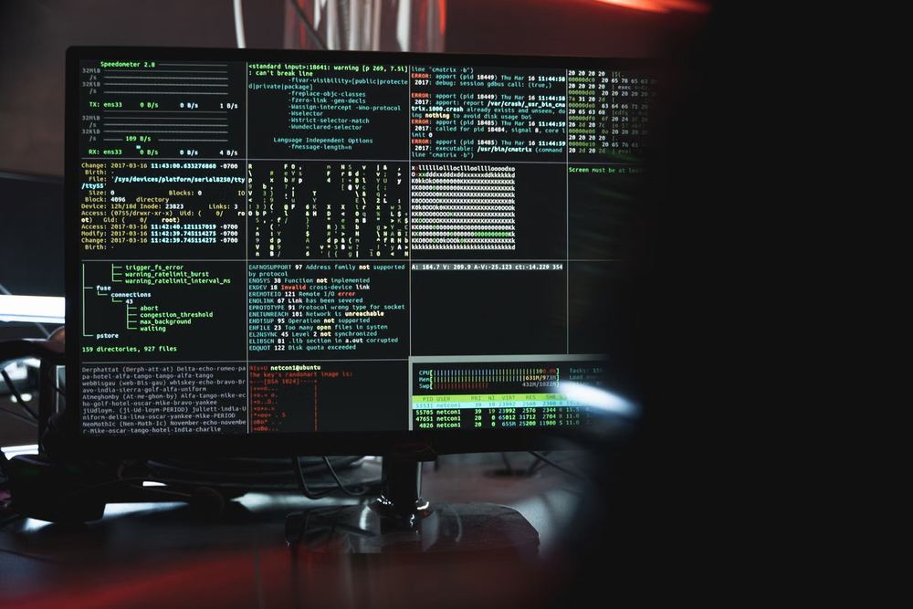 Computer screen displaying code and data